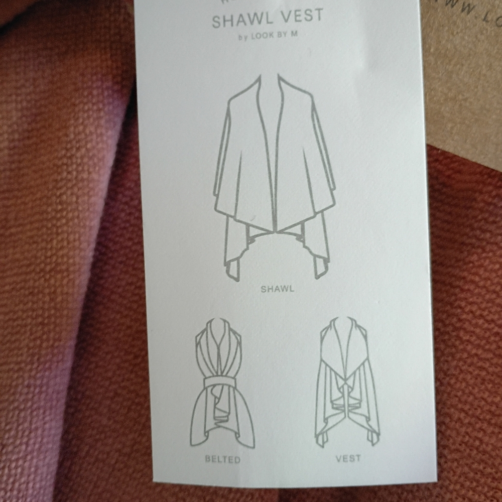 Women's Basic Shawl Vest 3 in 1.Peach Color One Size - Picture 6 of 11